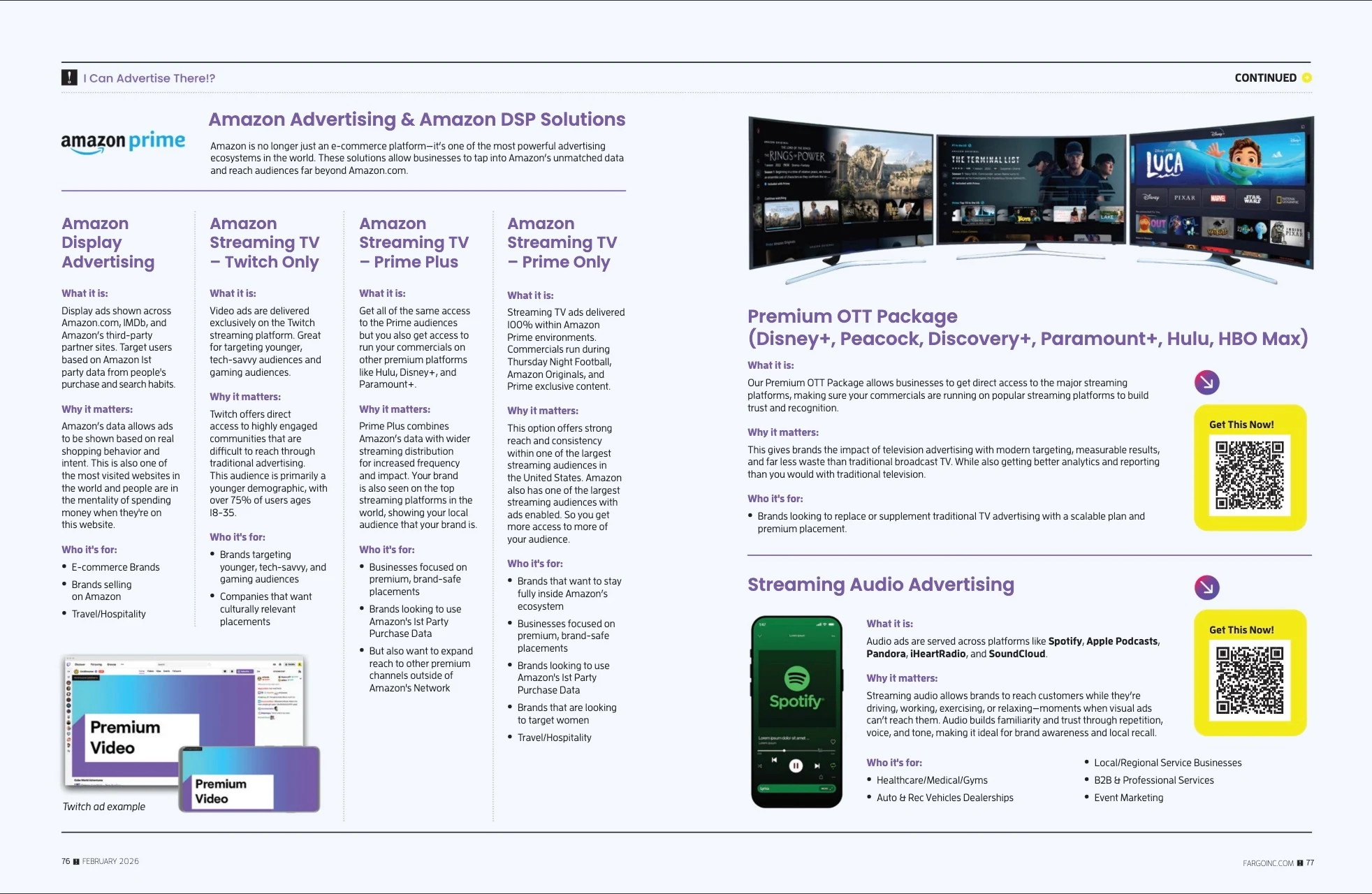 I Can Advertise There?! — Channel Guide. Fargo INC! February 2026; original photography, page design and credits.