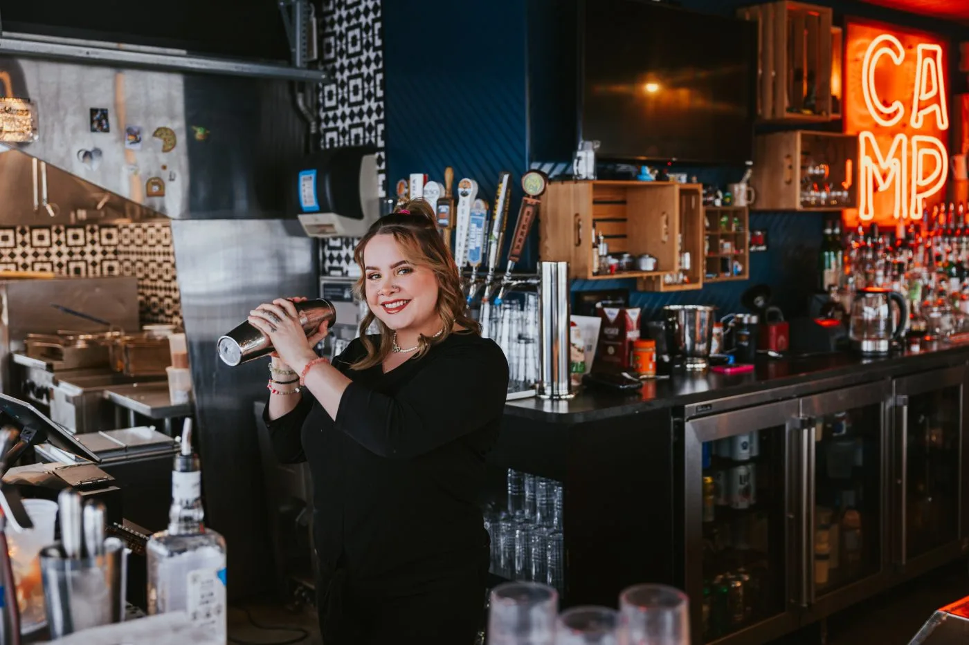 Bartender photographed on location for a client