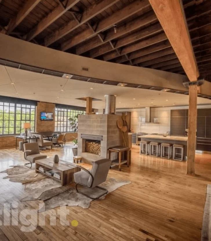 Furnished loft interior photographed for a real estate listing
